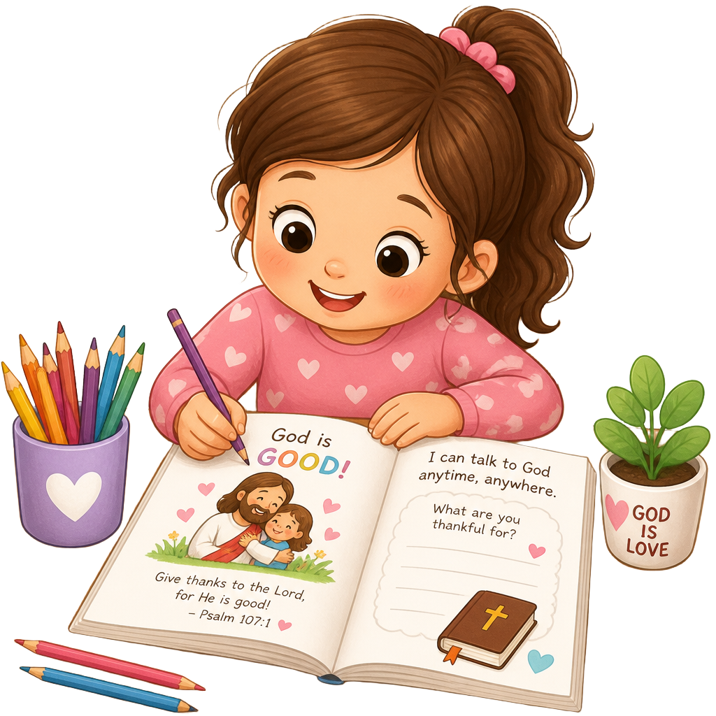 Criança fazendo o devocional infantil com lápis de cor